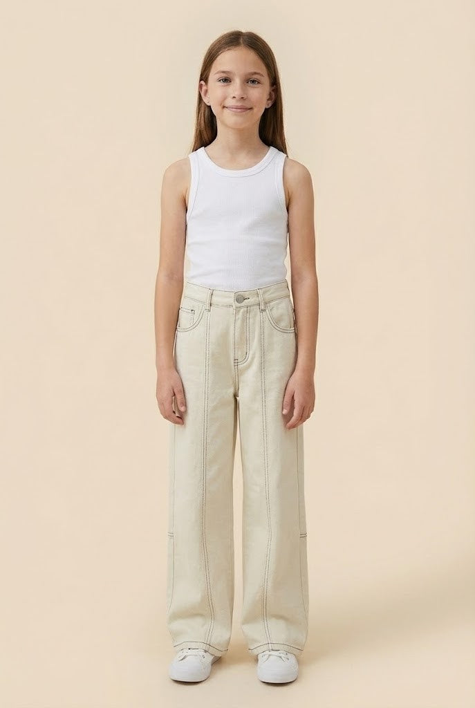 Stitch Detail Stretch Straight Leg Pants