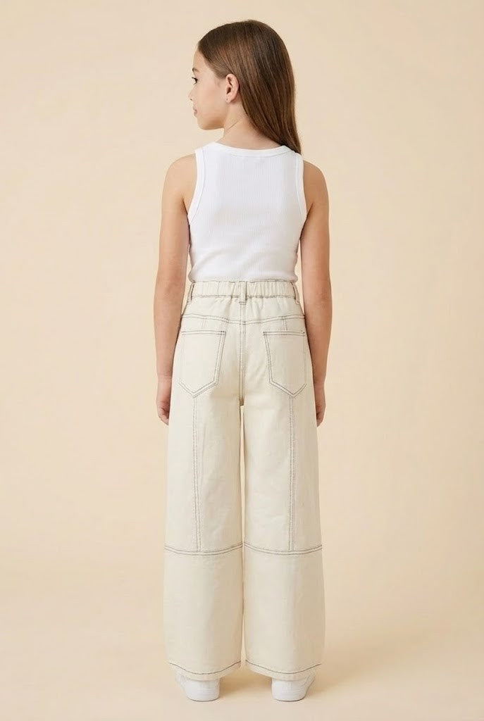 Stitch Detail Stretch Straight Leg Pants
