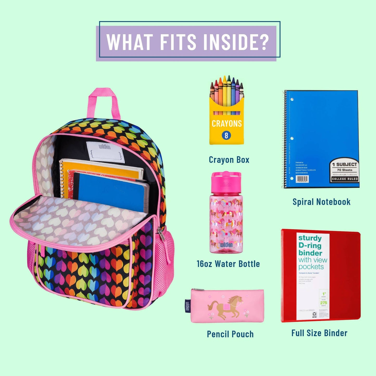 Rainbow Hearts Recycled Eco Backpack