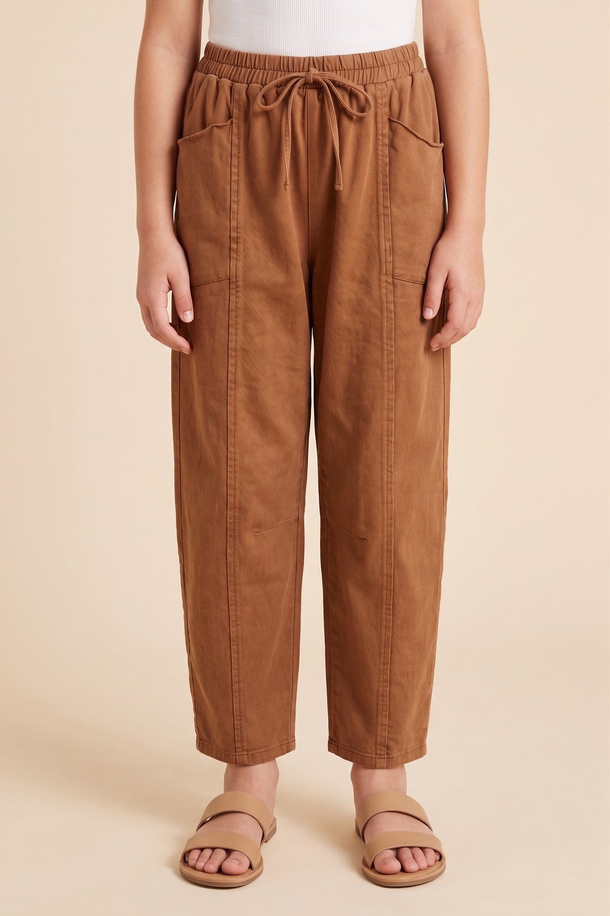Garment Wash Raw Edge Relaxed Fit Pants