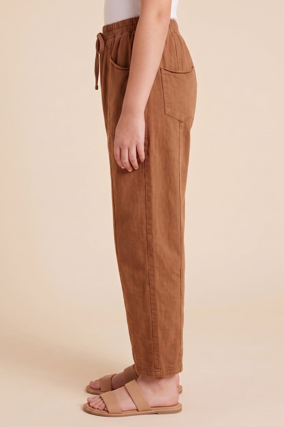 Garment Wash Raw Edge Relaxed Fit Pants
