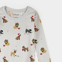 Load image into Gallery viewer, Holiday Pugs Print on Light Grey PJ Set
