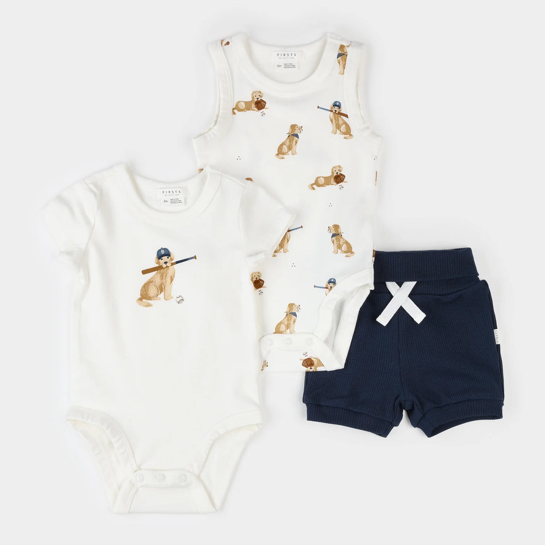 Baseball Buddy 3pc Bodysuit Set