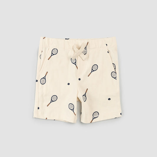 Racquet Print on Birch Jersey Shorts