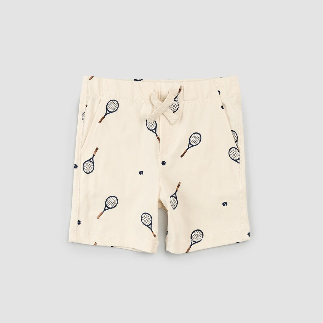 Racquet Print on Birch Jersey Shorts
