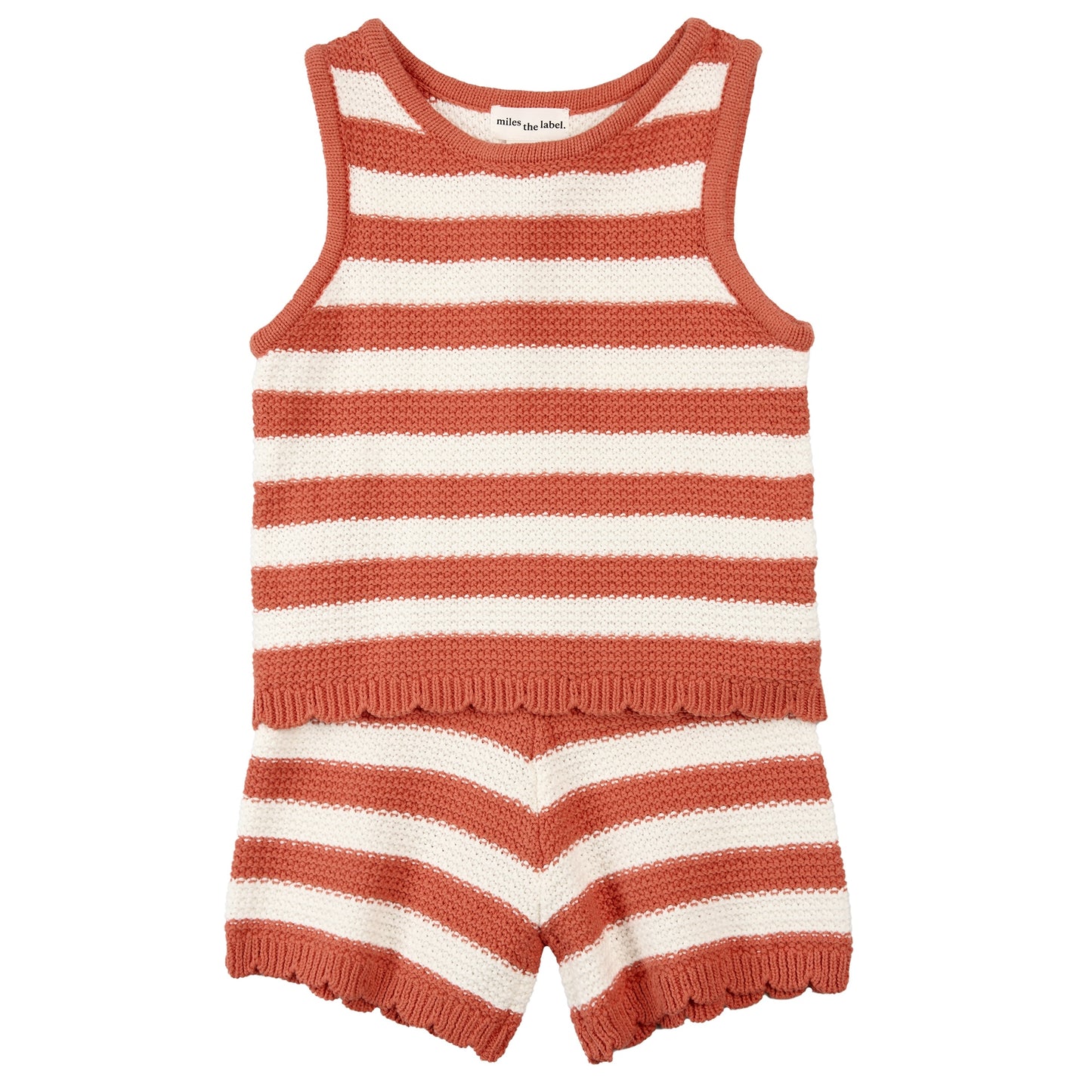 Stripe Sweater Shorts - Coral