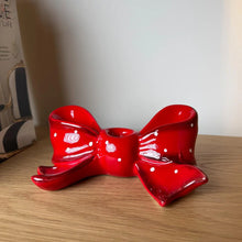 Load image into Gallery viewer, Red Ceramic Bow Candle Holder
