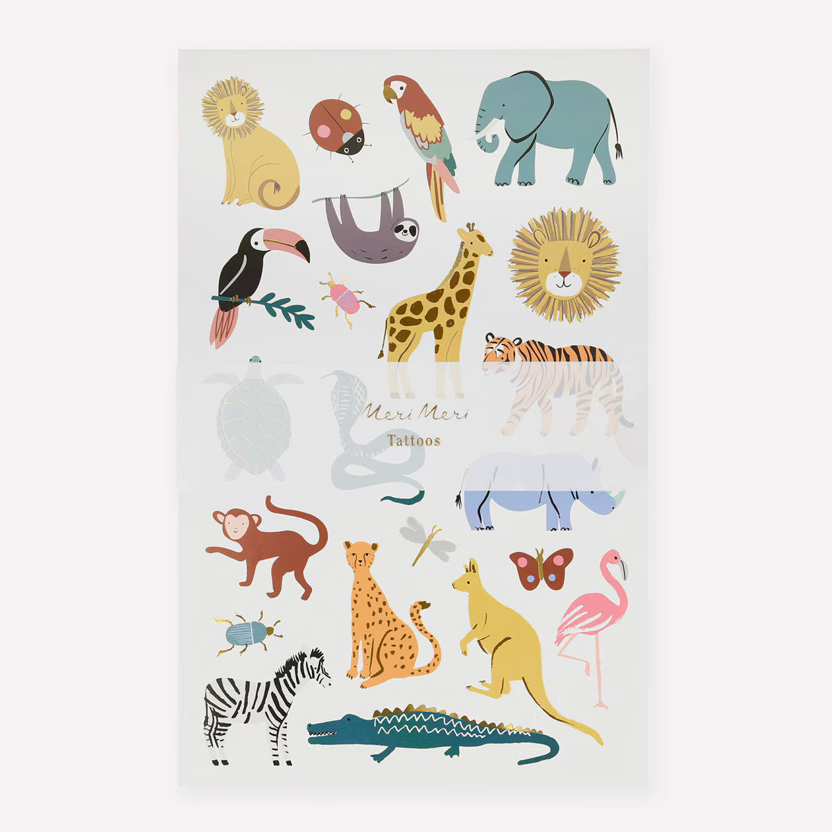 Wild Animals Temporary Tattoo Sheets