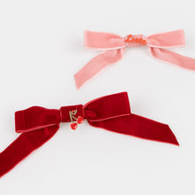 Load image into Gallery viewer, Velvet Bows With Charms Hair Clips (x 4)
