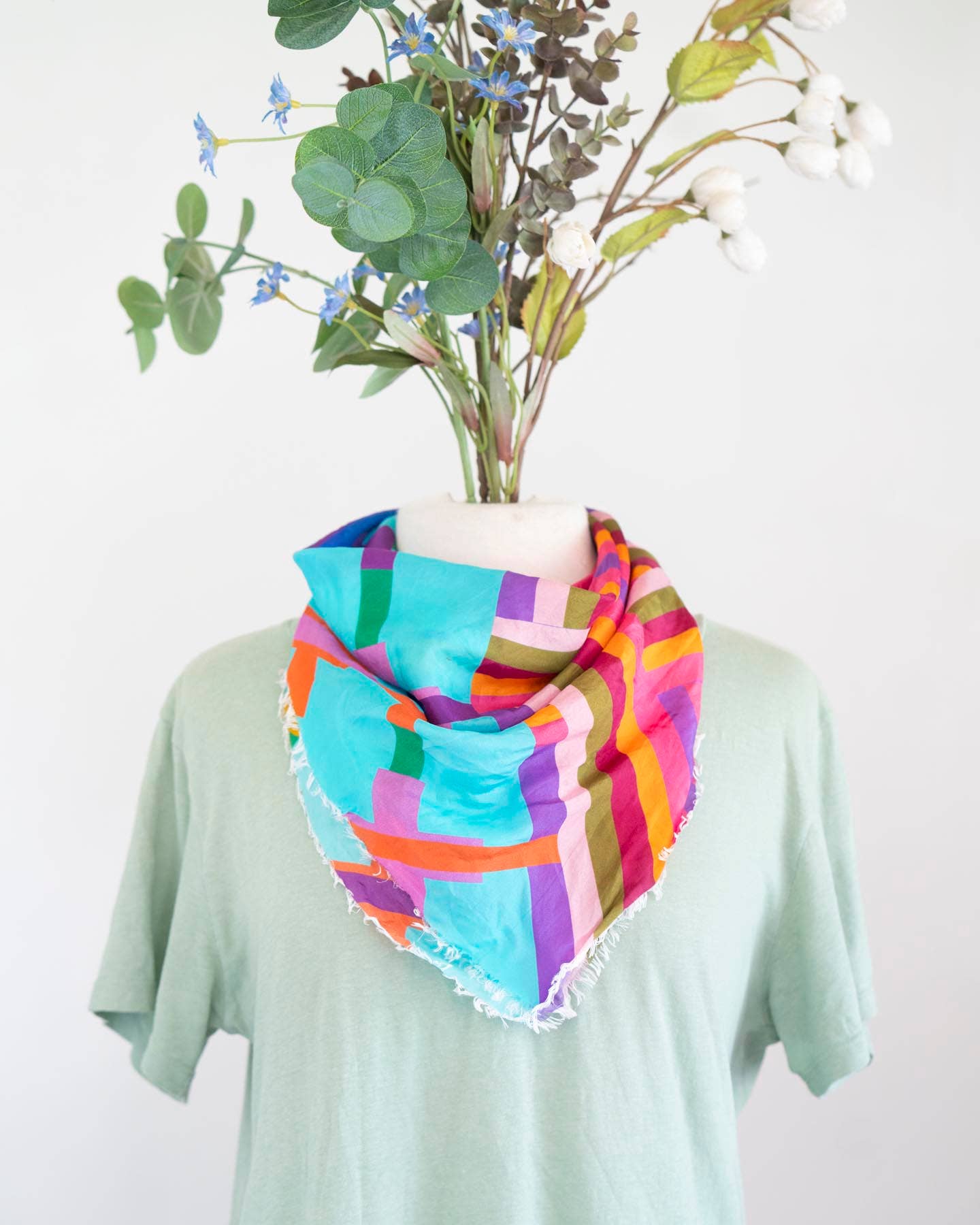 Autumn on the Plains - Crossed - Pure Silk Bandana Scarf
