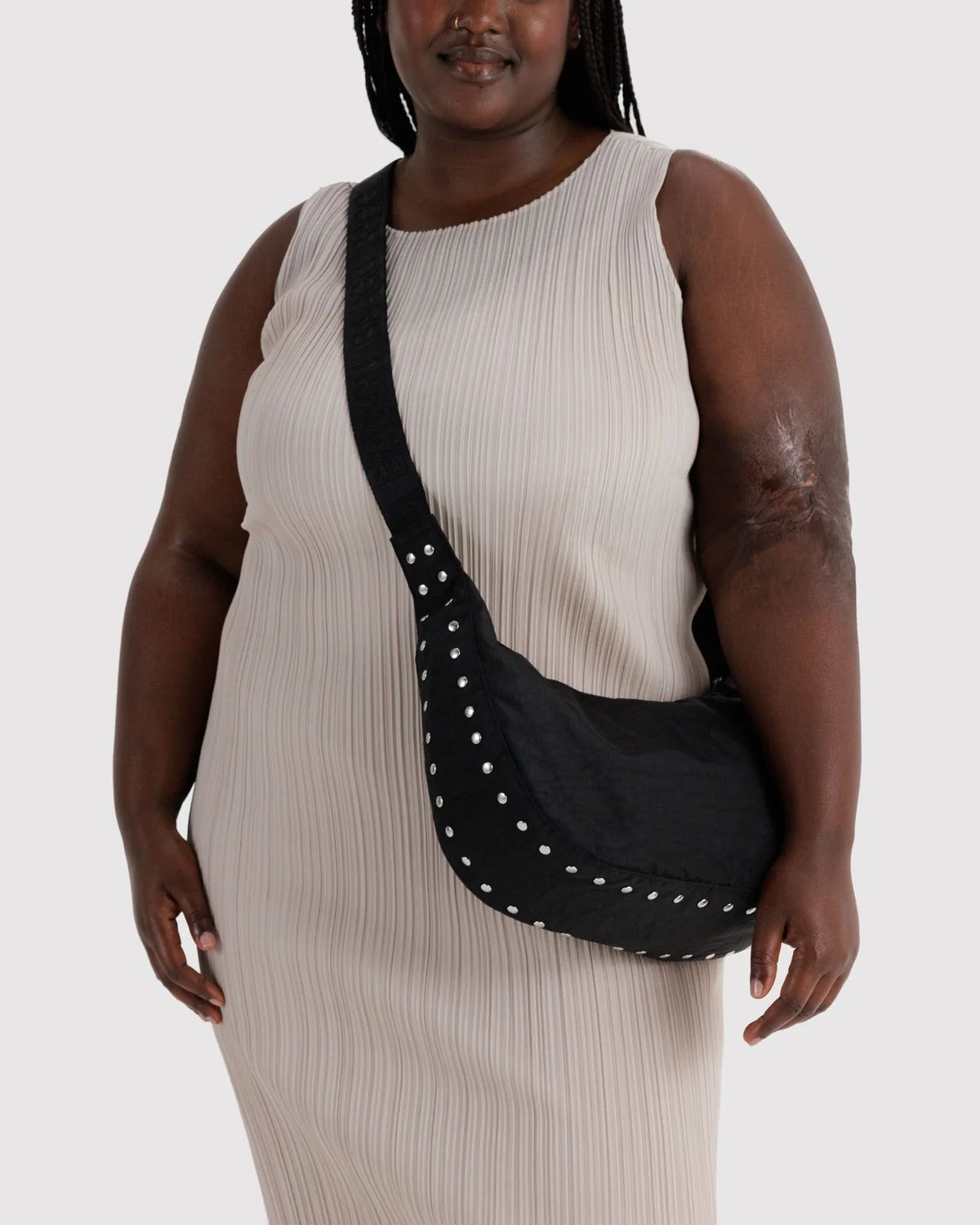 Medium Nylon Baggu Crescent Bag - Studs