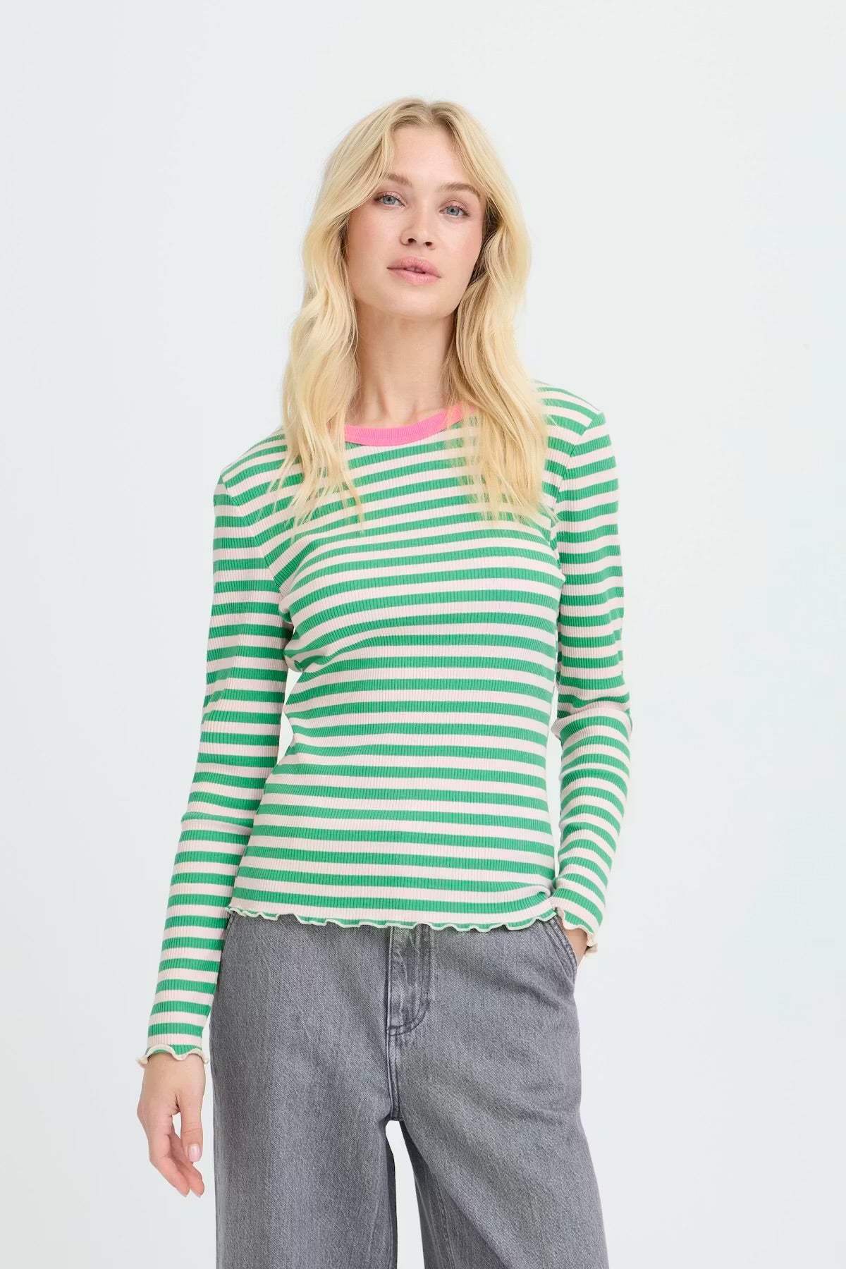 Bysinne Rib L/S Stripe Tee