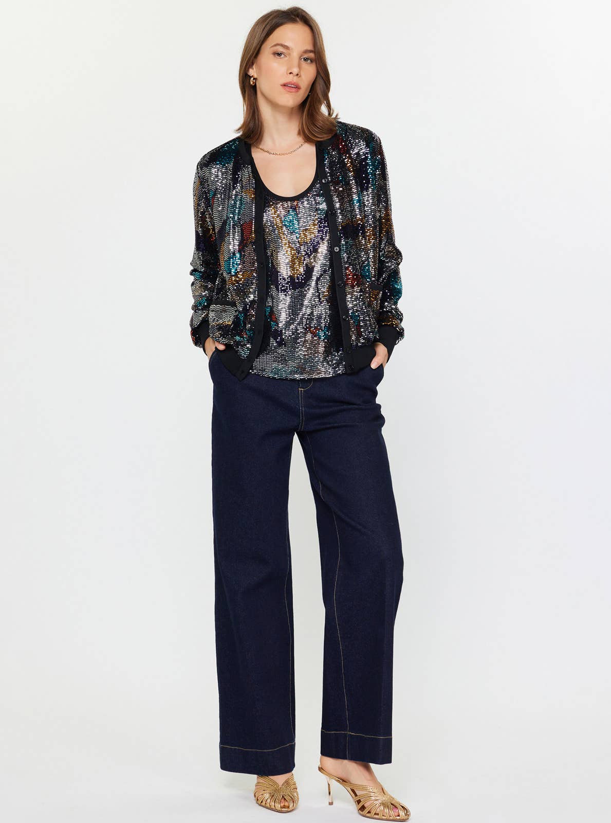 Metallic Sequin Cardigan