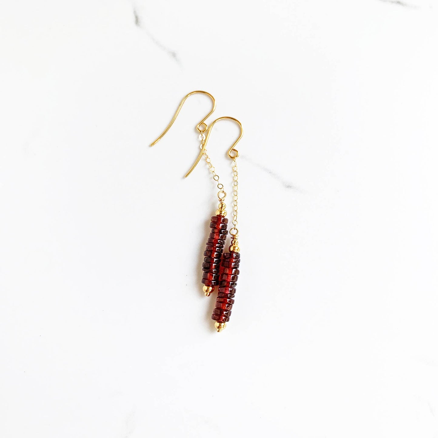 Garnet Wheel Dangle Earrings | Garnet Earrings