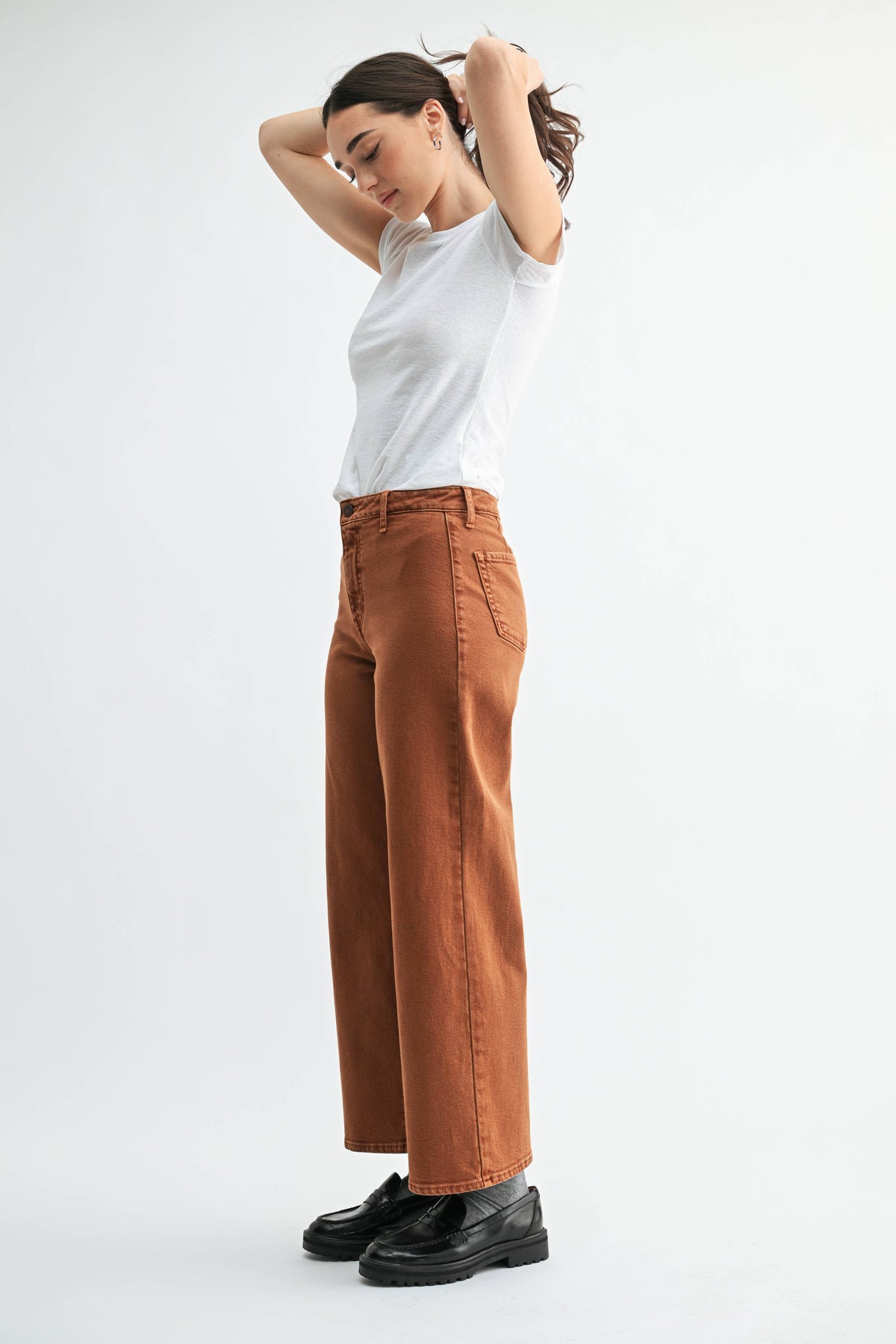 Trouser Wide Leg (Longer Length) - RUST BROWN