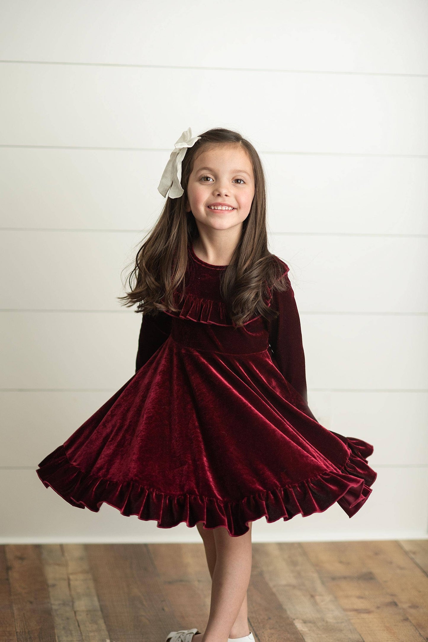 Kids Velvet Ruffle Winter Dress