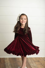 Load image into Gallery viewer, Kids Velvet Ruffle Winter Dress
