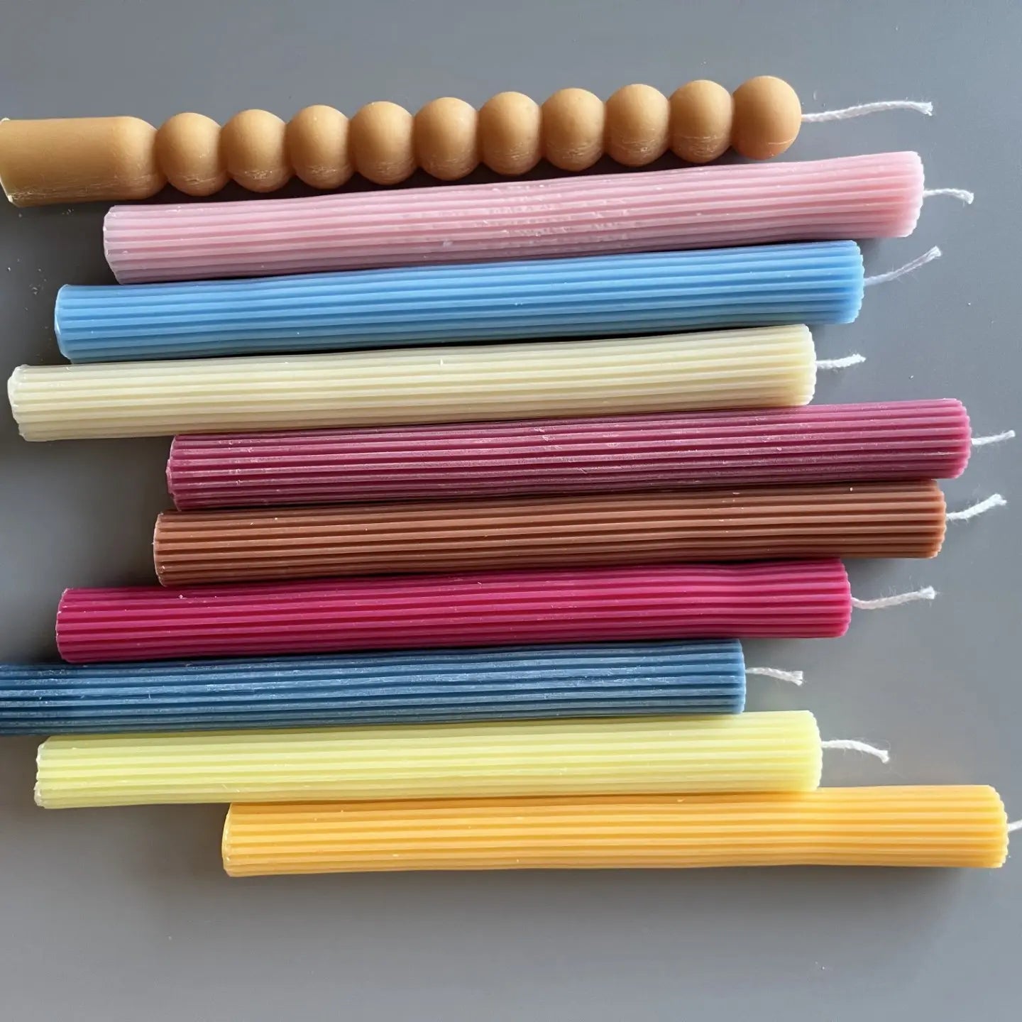 Lined Taper Candlesticks - Caramel