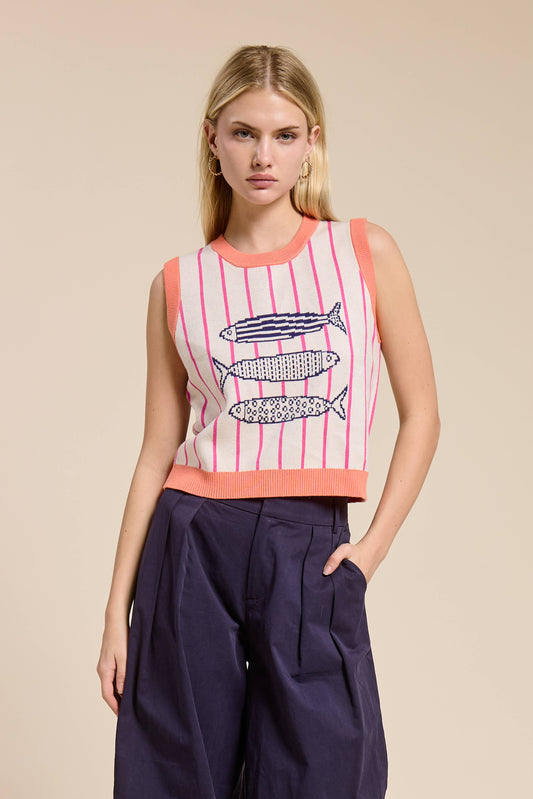 Candy Coral Marine Sweater Vest