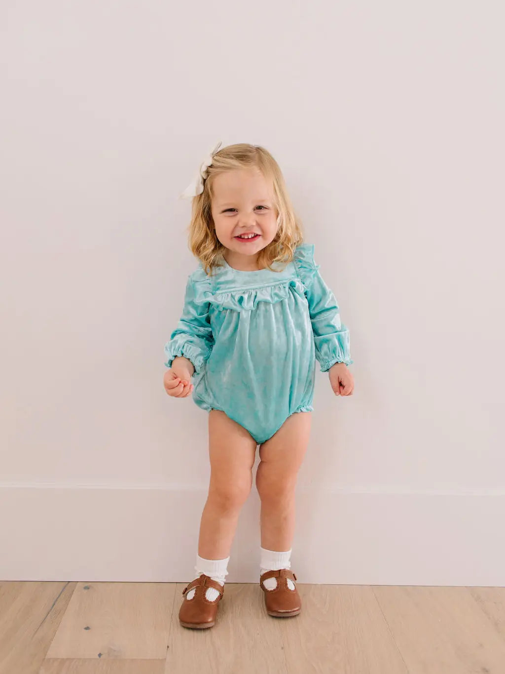 Hayley Romper in Crushed Mint Velvet