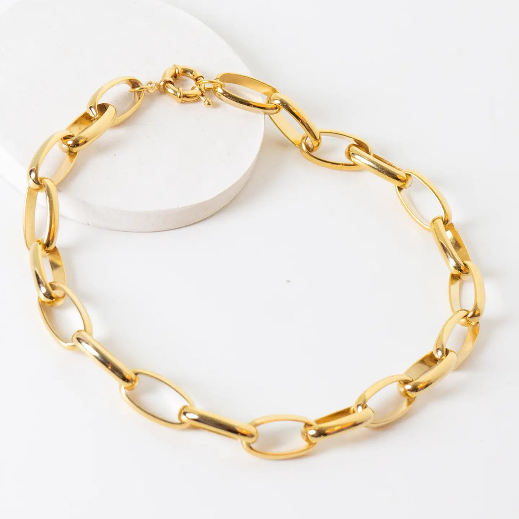 Pretty in Link 24K Gold Plated Necklace (Oval)