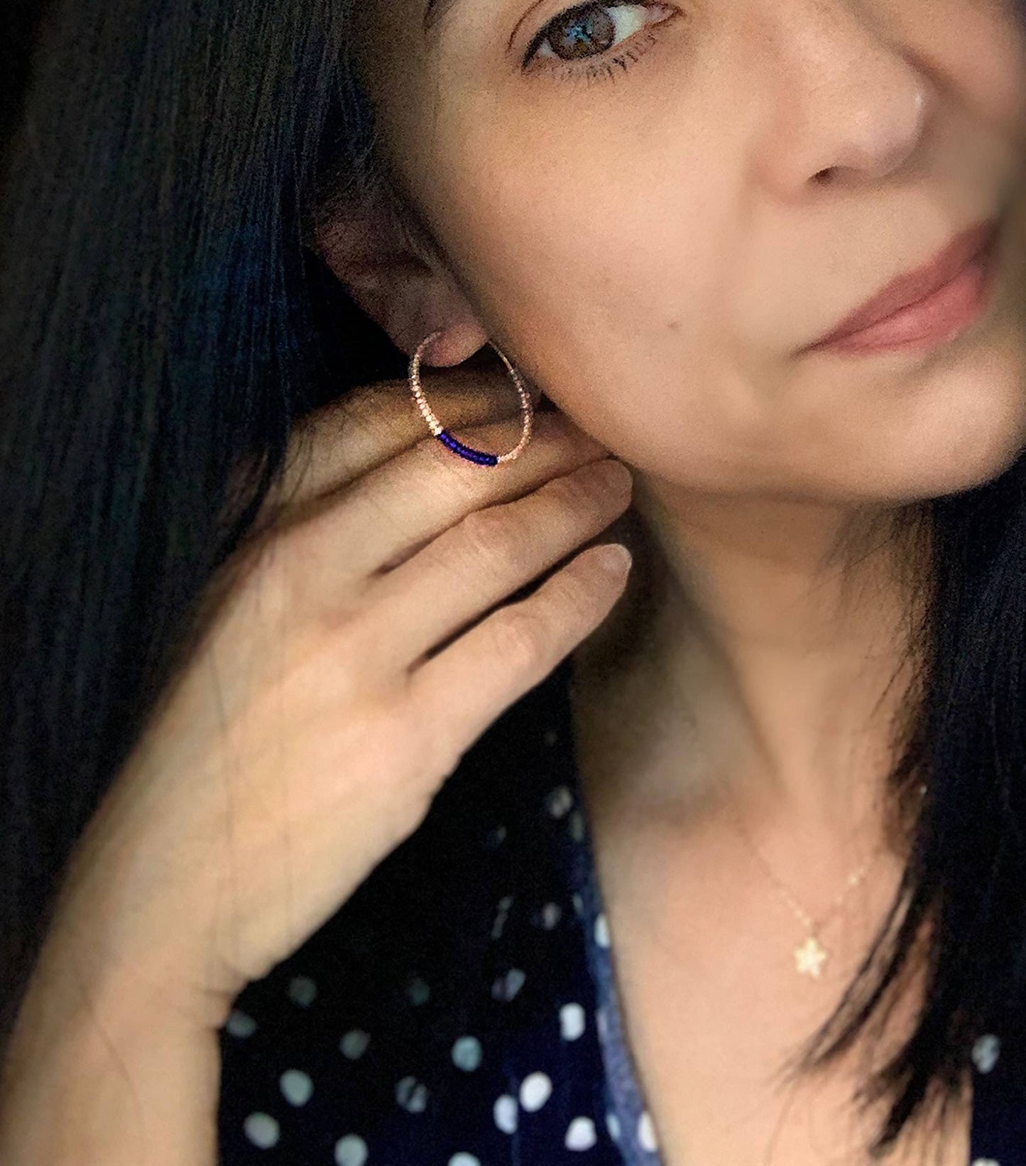 Brown and Blue Hoops | Beaded Hoops