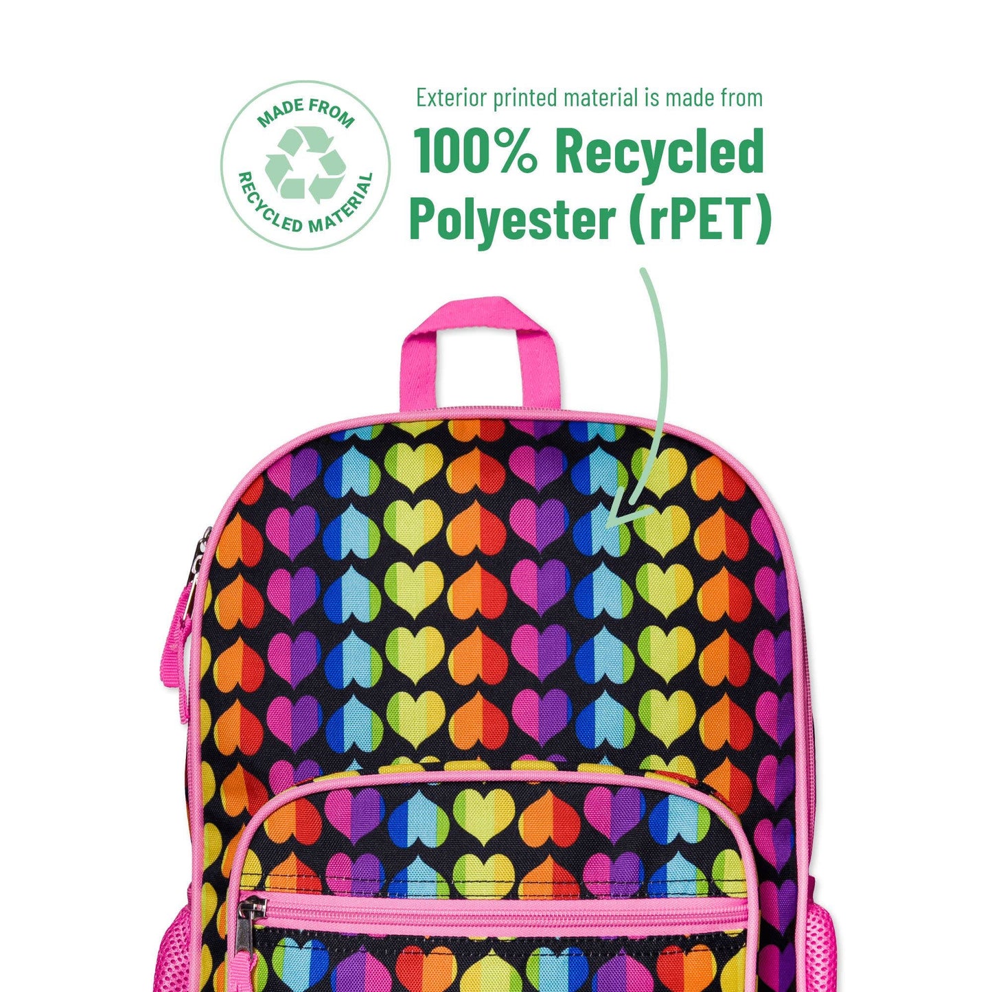 Rainbow Hearts Recycled Eco Backpack