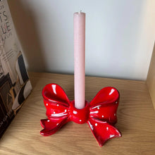 Load image into Gallery viewer, Red Ceramic Bow Candle Holder
