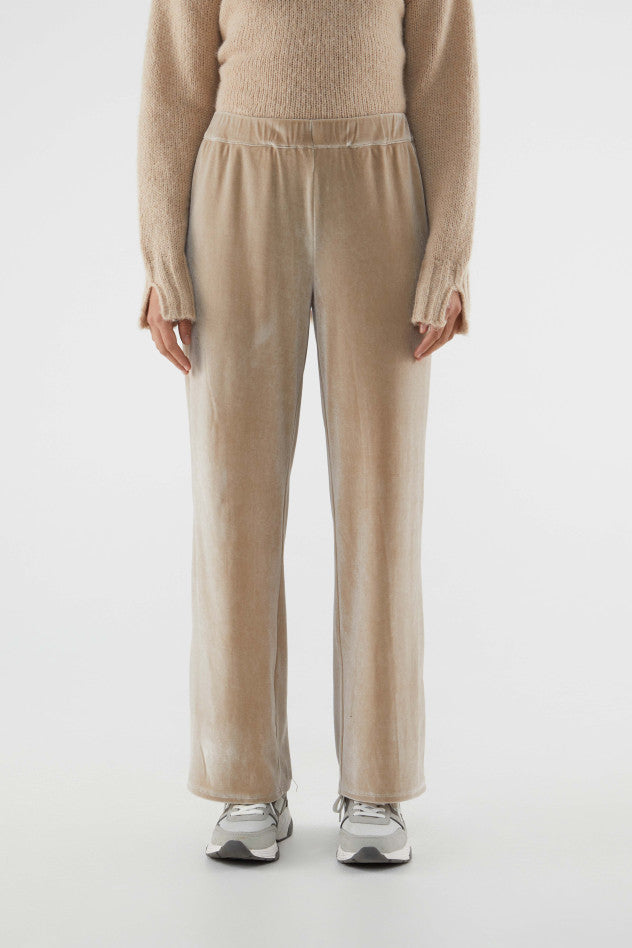 Velvet Stretch Pants - Beige