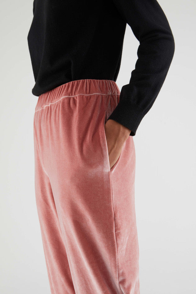 Velvet Stretch Pants - Pink