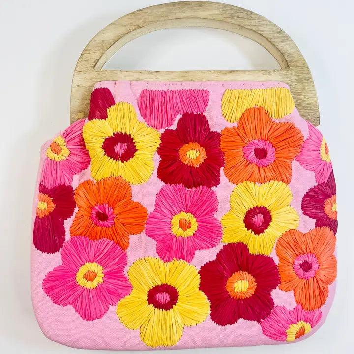 Embroidered Flower Clutch (two colors)
