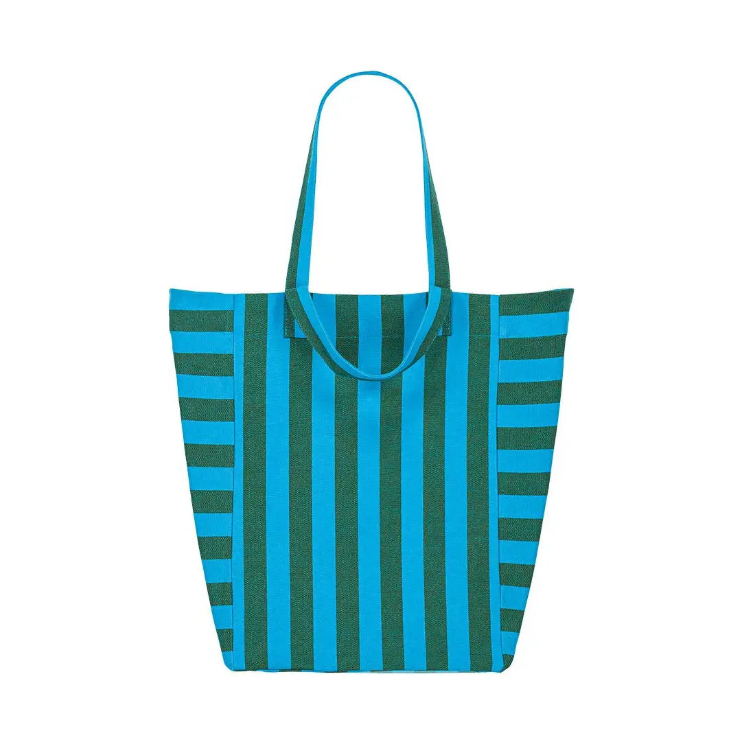 Elisabeth Tote Bag Stripes - Turquoise/Olive