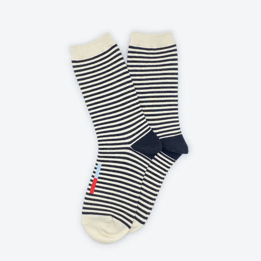 Cole Thin Stripe Crew Socks - Midnight