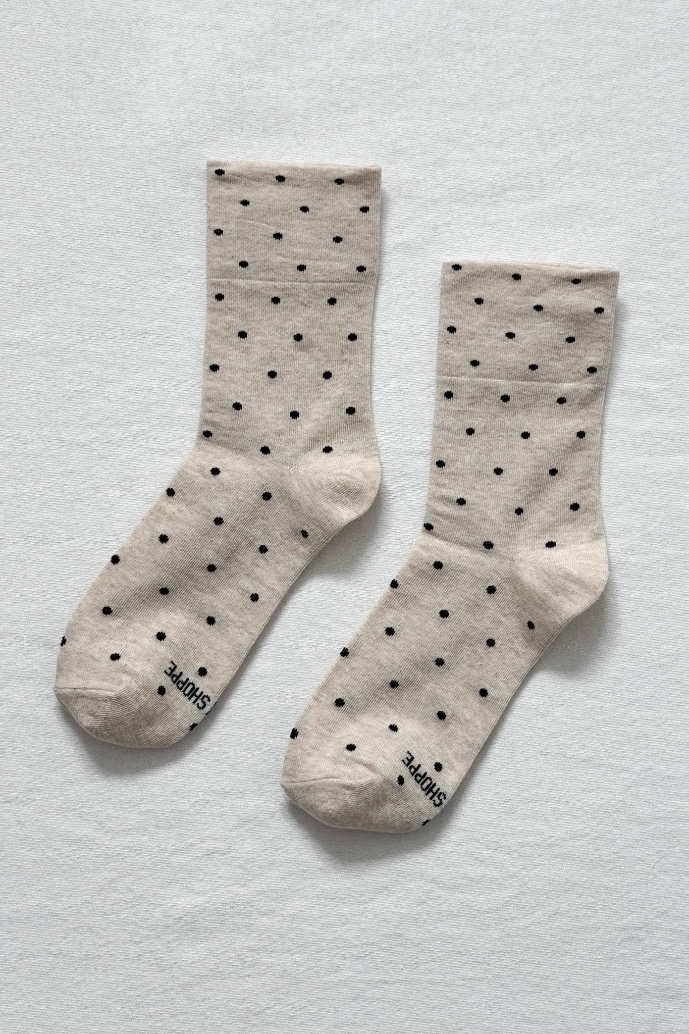 Polka Dot Sneaker Socks OATMEAL/BLACK