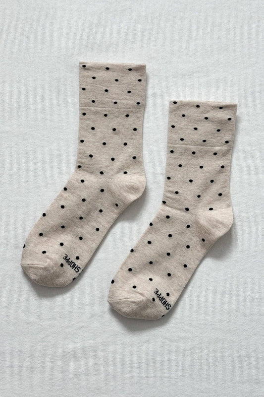 Polka Dot Sneaker Socks OATMEAL/BLACK