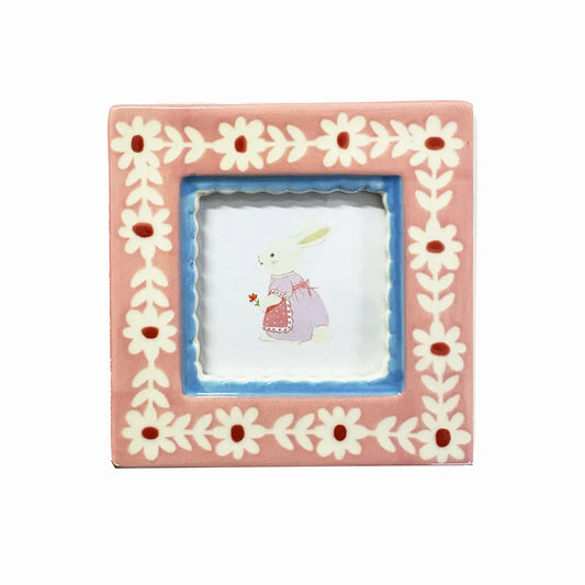 Hand-Painted Ceramic Photo Frame - PinkFlowers