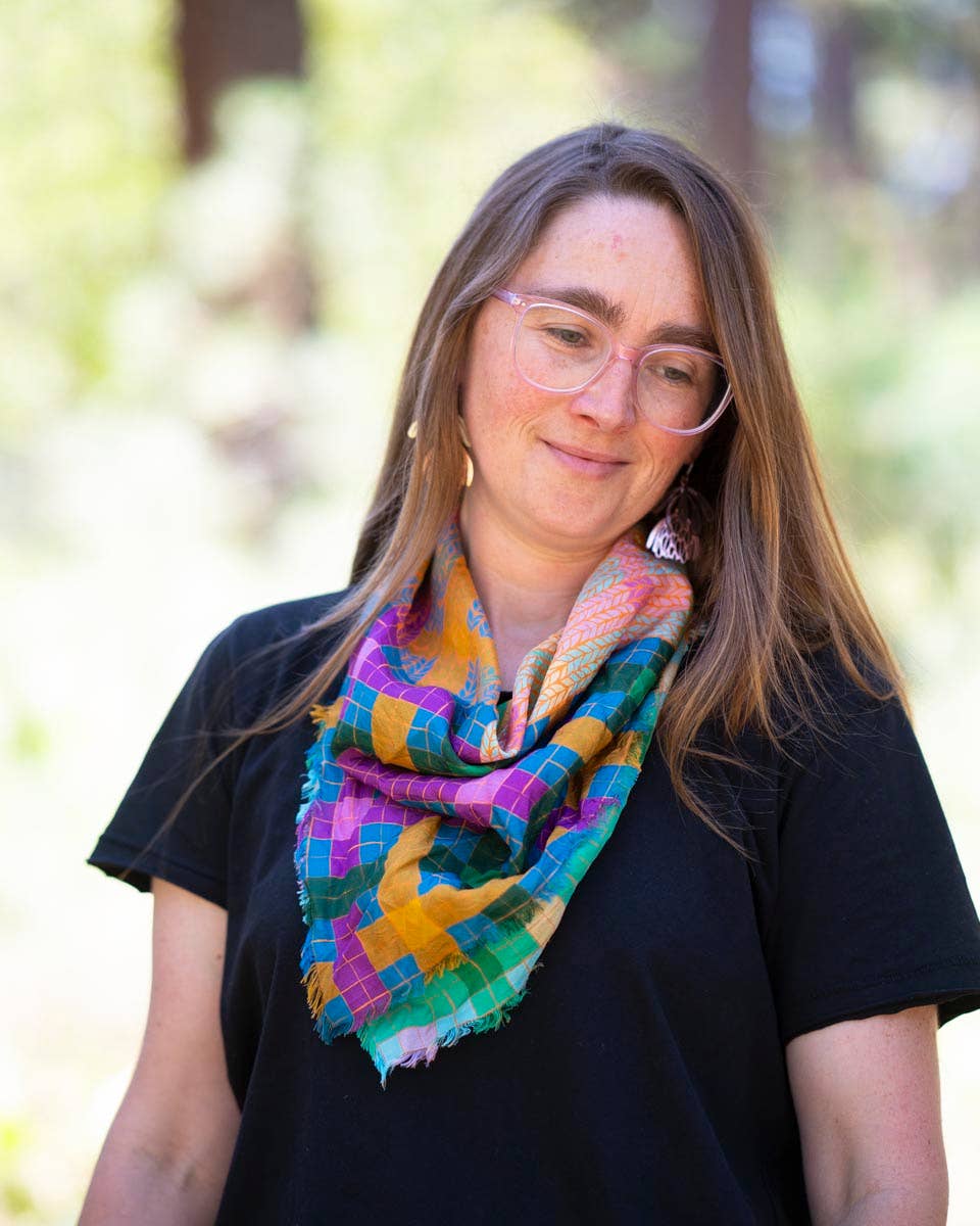 Autumn on the Plains Knit & Weave - Pure Silk Bandana Scarf