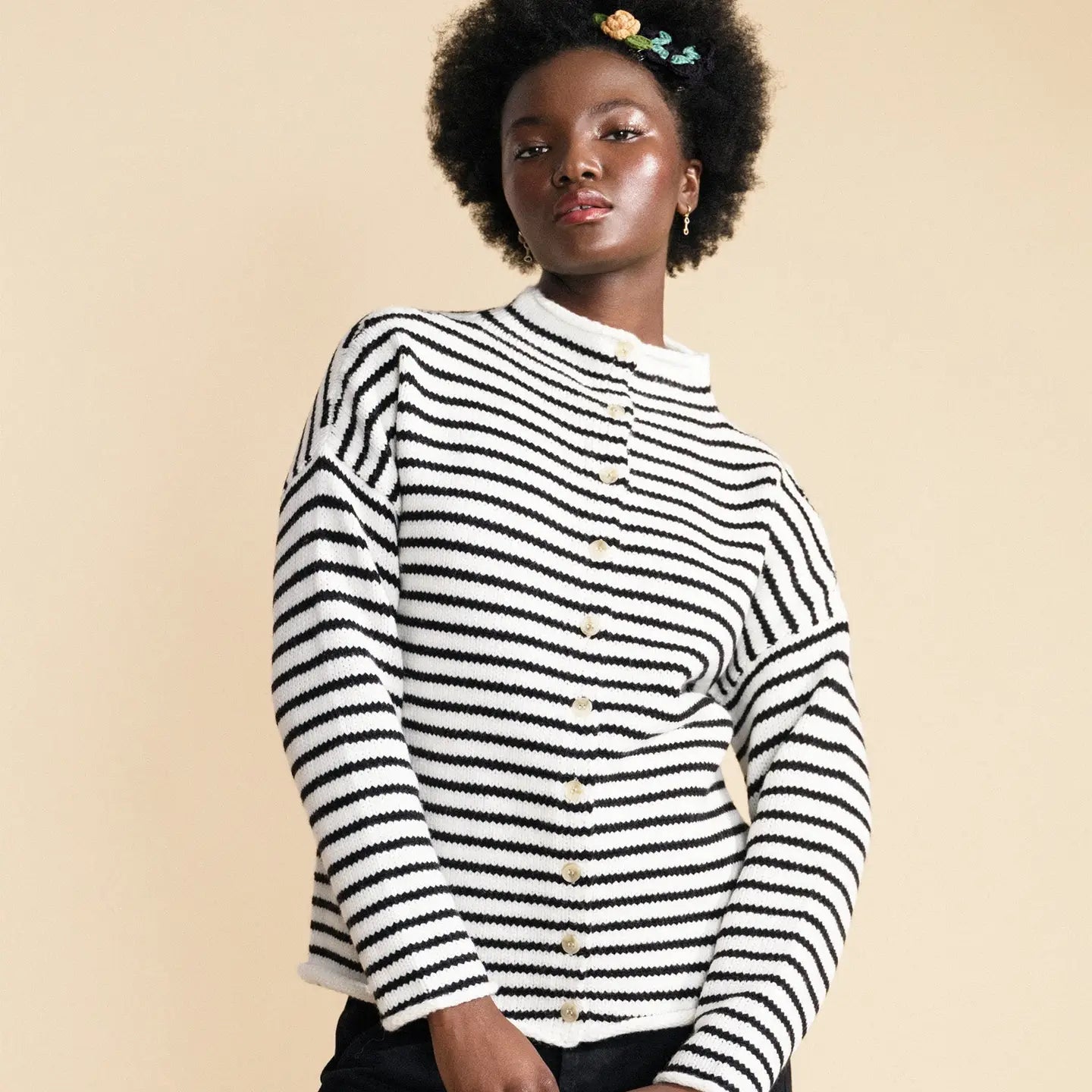 Butterfly Garden Crochet Hair Clips - Camel