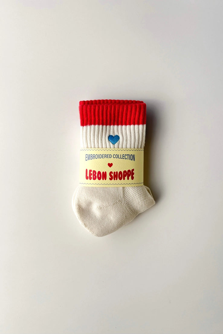 Embroidered Color Block Girlfriend Socks