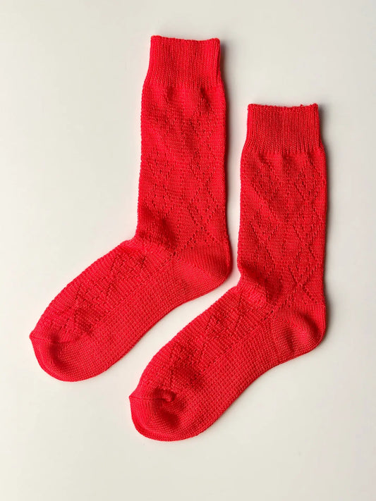 Modal Eyelet Socks - Poppy Red