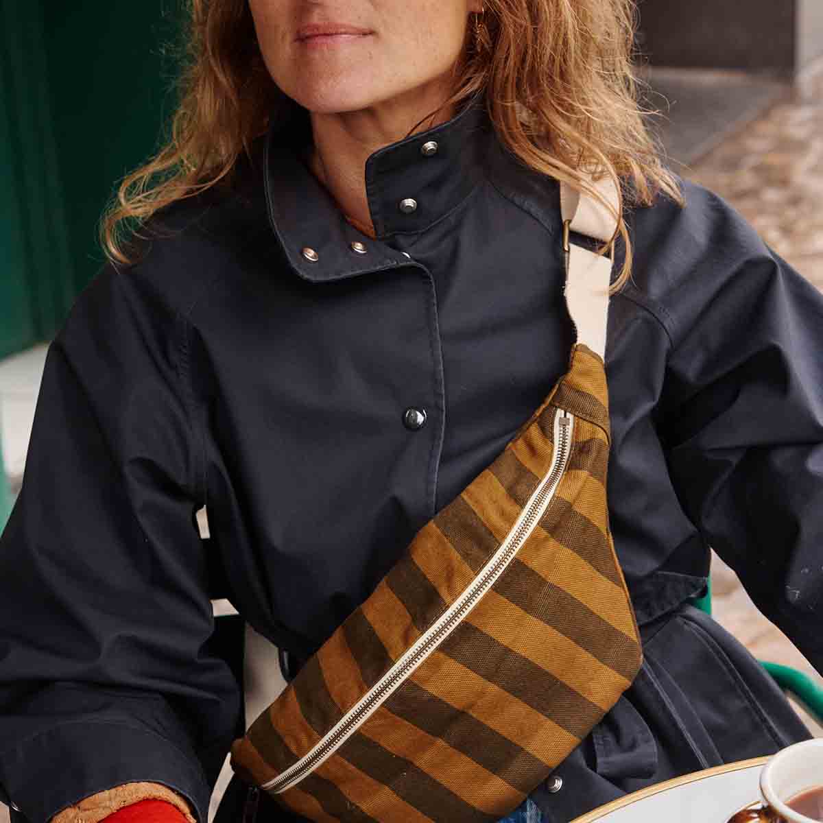 Women's Bum Bag Stripes - Cumin/Black