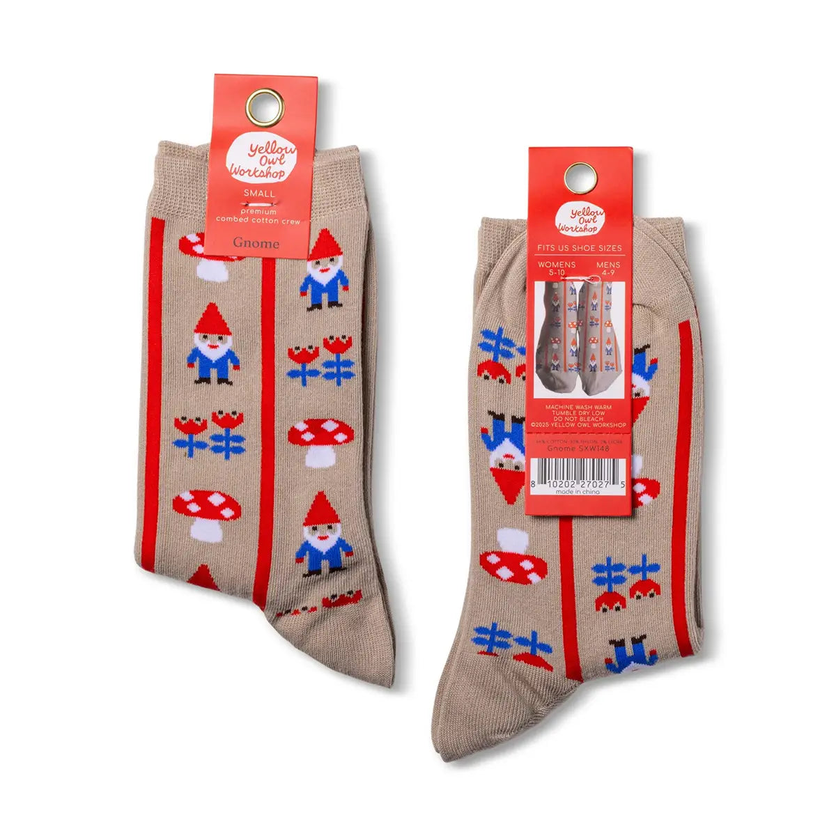 Gnome Mushroom - Small Crew Socks