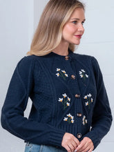 Load image into Gallery viewer, Cable Knit Cardigan Sweater with Daisys
