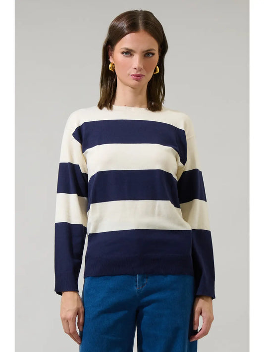 Hebrony Color Block Striped Sweater