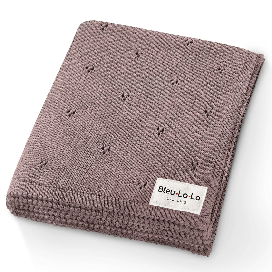 100% Organic Cotton Pointelle Swaddle Receiving Baby Blanket - Sugar Plum