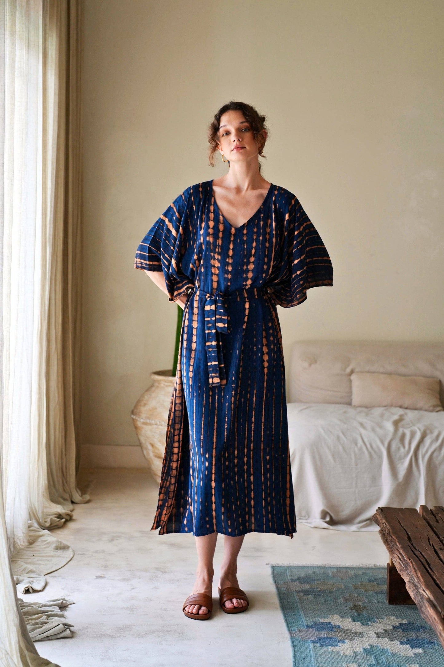 Natalie Kaftan Dress in Ocean Blue