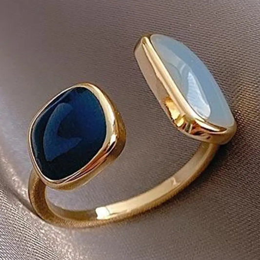 Simple Open Statement Stackable Ring - Blue