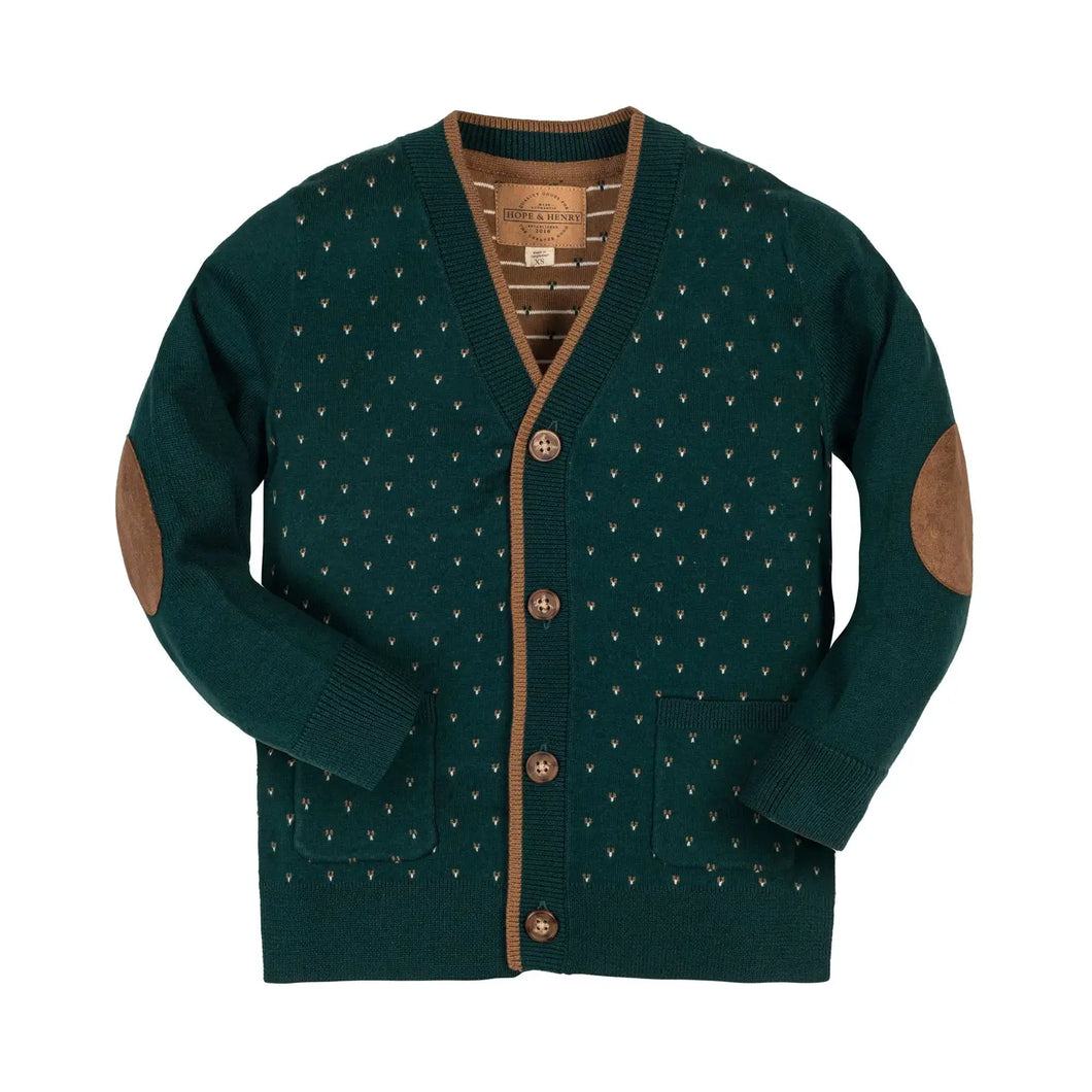 Organic Tipped Cardigan with Elbow Patches