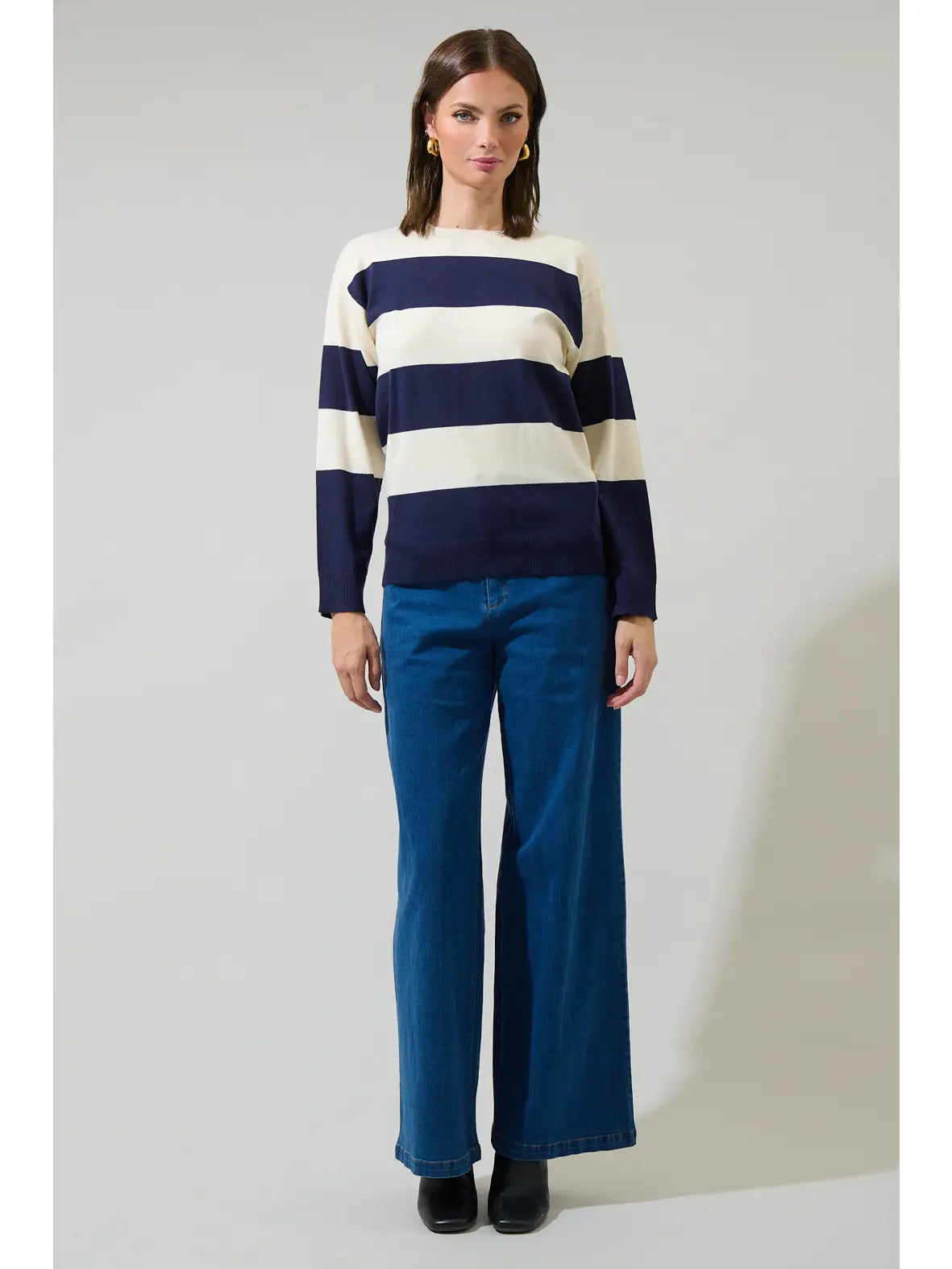 Hebrony Color Block Striped Sweater