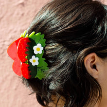 Load image into Gallery viewer, Large Strawberries and Flowers Hair Claw Clip

